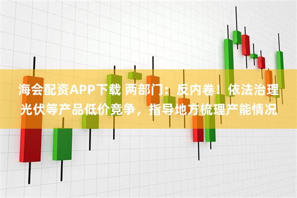 海会配资APP下载 两部门：反内卷！依法治理光伏等产品低价竞争，指导地方梳理产能情况