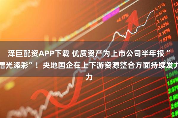 泽巨配资APP下载 优质资产为上市公司半年报“增光添彩”！央地国企在上下游资源整合方面持续发力